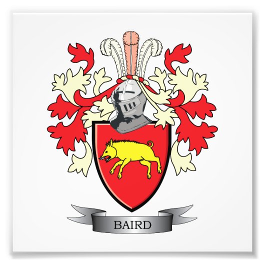 Baird Family Crest Coat of Arms Foto Afdruk (Voorkant)