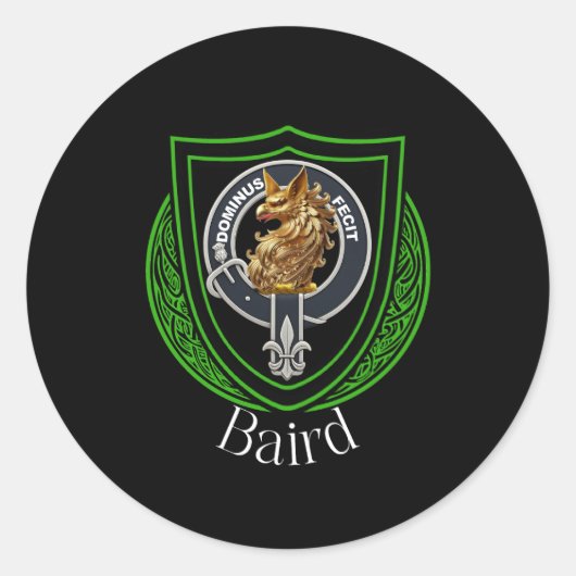 Baird Schotse Clan Crest Ronde Sticker (Voorkant)