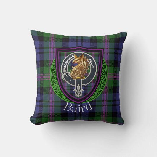 Baird Schotse Clan Tartan & Crest Kussen (Voorkant)