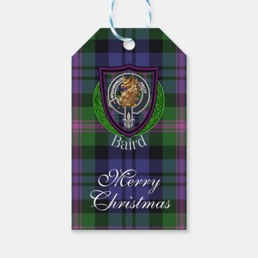Baird Schotse Clan Tartan & Wapen Cadeaulabel (Voorkant)