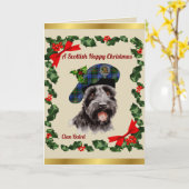 Baird Scottie Dog Gepersonaliseerde Xmas Kaart (Gele Bloem)