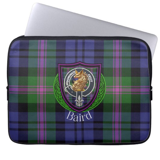Baird Scottish Clan Tartan and Crest  Laptop Sleeve (Voorkant)