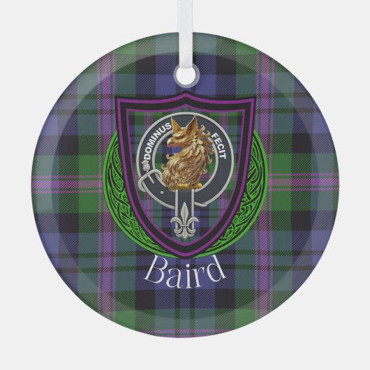 Baird Scottish Clan Tartan & Crest Glas Ornament (Voorkant)