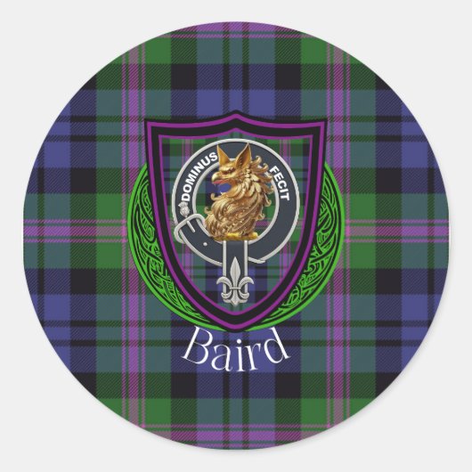 Baird Scottish Clan Tartan & Crest Ronde Sticker (Voorkant)