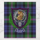Baird Scottish Clan Tartan & Crest Wijn Etiket (Enkel label)