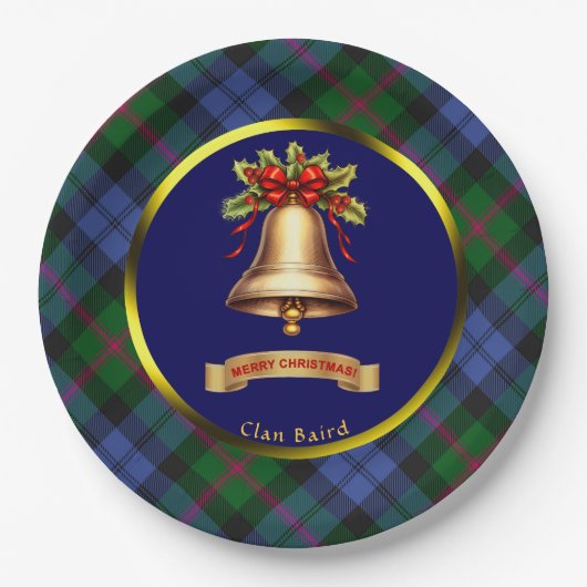 Baird Tartan Gepersonaliseerde Kerstmis Papieren Bordje (Voorkant)