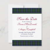 Baird Tartan Wedding Save the Date Kaart (Voorkant)