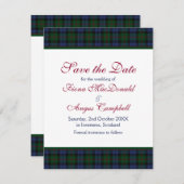 Baird Tartan Wedding Save the Date Kaart (Voorkant / Achterkant)