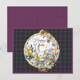 Baird Weathered Scottish Tartan Easter Floral Feestdagenkaart
