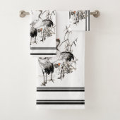 Bairei Crane Bird Wildlife Japan Bath Towel Set Bad Handdoek (Insitu)