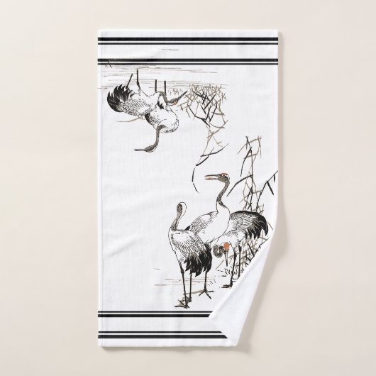 Bairei Crane Bird Wildlife Japan Bath Towel Set Bad Handdoek (Handdoek)