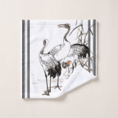 Bairei Crane Bird Wildlife Japan Bath Towel Set Bad Handdoek (Wasdoekje)