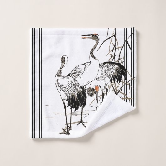 Bairei Crane Bird Wildlife Japan Bath Towel Set Bad Handdoek (Wasdoekje)