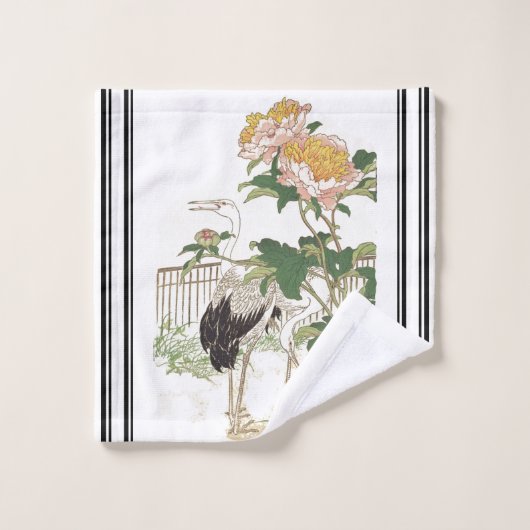 Bairei Crane Birds Peonies Japan Bath Towel Set Bad Handdoek (Wasdoekje)