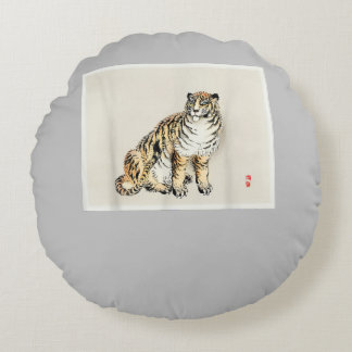 Bairei Gakan Meija Era Japanse Art Tiger Rond Kussen
