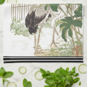 Bairei Japan Crane Bird Peony Flower Kitchen Towel Theedoek (Gevouwen)
