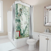 Bairei Woodpecker Bird Cherry Tree Shower Curtain Douchegordijn (In situ)