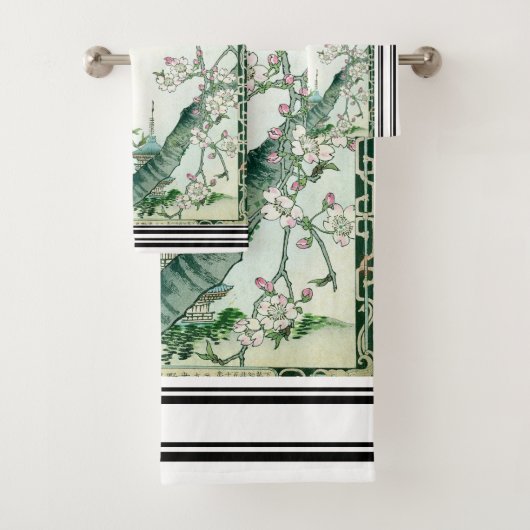 Bairei Woodpecker Cherry Japans keukenstel Bad Handdoek (Insitu)