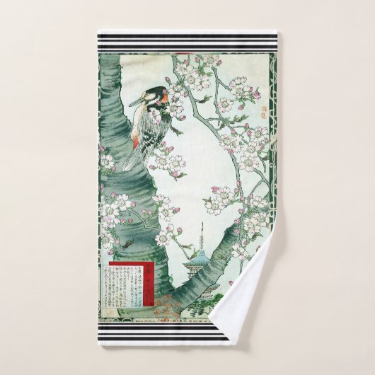 Bairei Woodpecker Cherry Japans keukenstel Bad Handdoek (Handdoek)