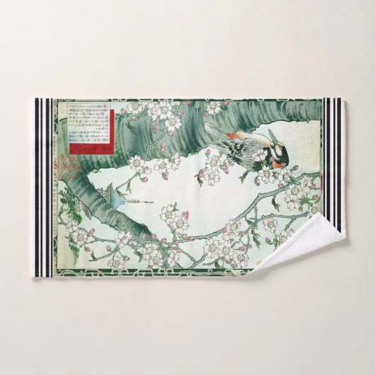 Bairei Woodpecker Cherry Japans keukenstel Bad Handdoek (Handdoek)