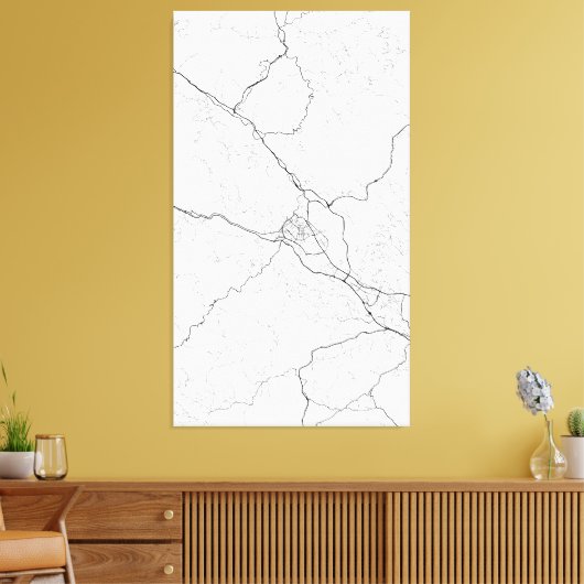 Baise Stadsplattegrond Afdrukken, Guangxi China Wa Canvas Afdruk (Insitu (Woonkamer))