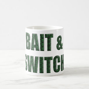 “Bait and Switch” met een binaire code-overlay. Koffiemok
