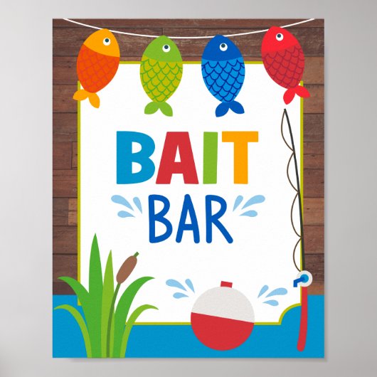 Bait Bar Onderteken Big One-vispartij voedselbord Poster (Voorkant)