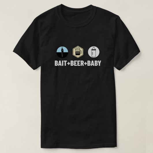 Bait, bier en vaderschap T-shirt (Design voorkant)