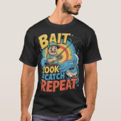 Bait Hook Catch Herhaal Gevist T-shirt (Voorkant)