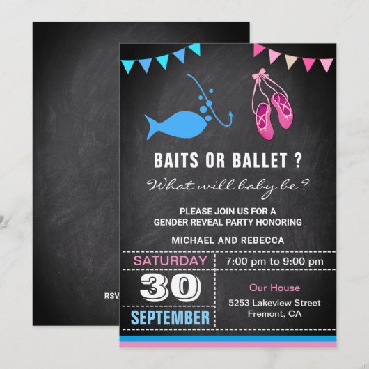 Baits of Ballet Geslacht Onthullen Partij Kaart (Voorkant / Achterkant)