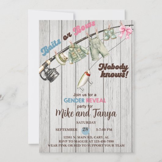 Baits of Bows onthullen genderuitnodiging. Kaart (Voorkant)