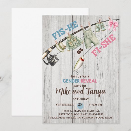 Baits of Bows onthullen genderuitnodiging. Kaart (Voorkant / Achterkant)