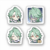 Baizhu Genshin Impact 4 stickers op een vel (Voorkant)