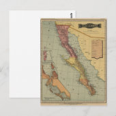 Baja California Antiek Map Briefkaart (Voorkant / Achterkant)