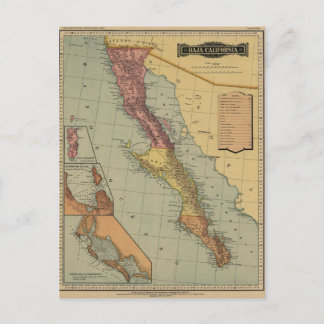 Baja California Antiek Map Briefkaart