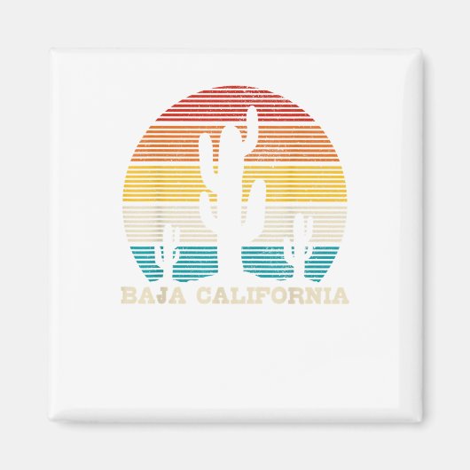 Baja California Cactus  Retro Desert Souven Magneet (Voorkant)