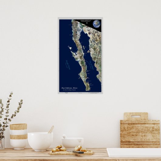 Baja California, Mexico: satellietposter Poster (Keuken)