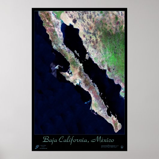 Baja California, Mexico satellietposter Poster (Voorkant)