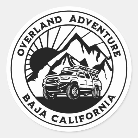 Baja California Overland Truck Ronde Sticker (Voorkant)