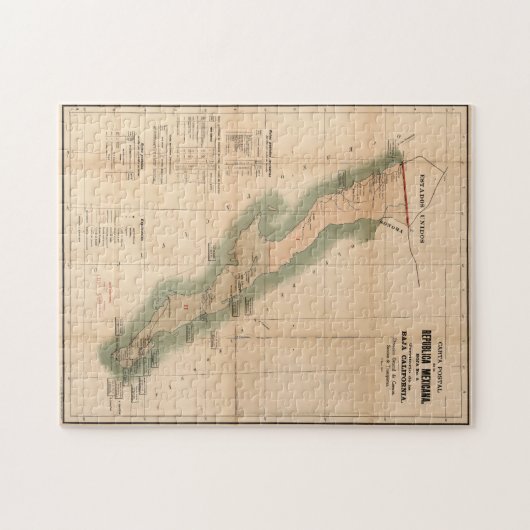  Baja California Postal Map (1904) Legpuzzel (Horizontaal)