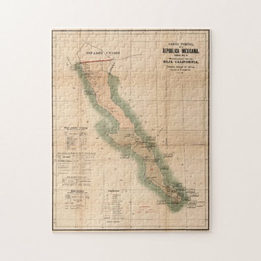  Baja California Postal Map (1904) Legpuzzel (Verticaal)
