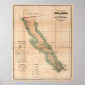  Baja California Postal Map (1904) Poster (Voorkant)