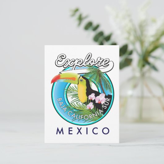 Baja California Sur Mexico retro logo Briefkaart (Staand voorkant)