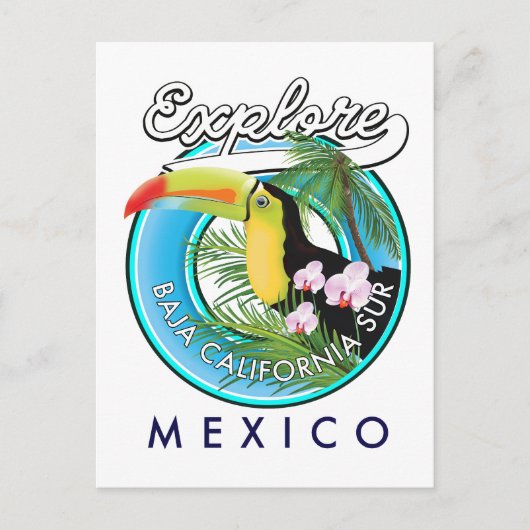 Baja California Sur Mexico retro logo Briefkaart (Voorkant)