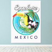 Baja California Sur Mexico retro logo Canvas Afdruk (Insitu (Houten vloer))
