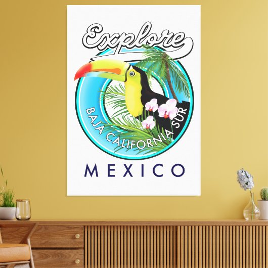 Baja California Sur Mexico retro logo Canvas Afdruk (Insitu (Woonkamer))