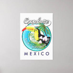 Baja California Sur Mexico retro logo Canvas Afdruk