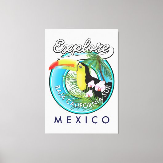 Baja California Sur Mexico retro logo Canvas Afdruk (Voorkant)