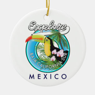 Baja California Sur Mexico retro logo Keramisch Ornament