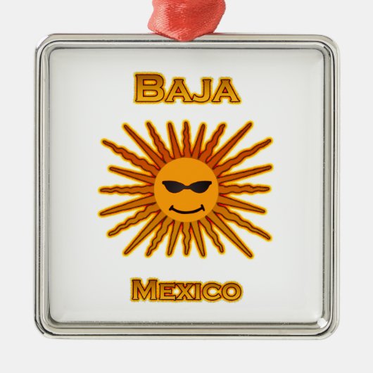 Baja Mexico Sun Face Icon Metalen Ornament (Voorkant)